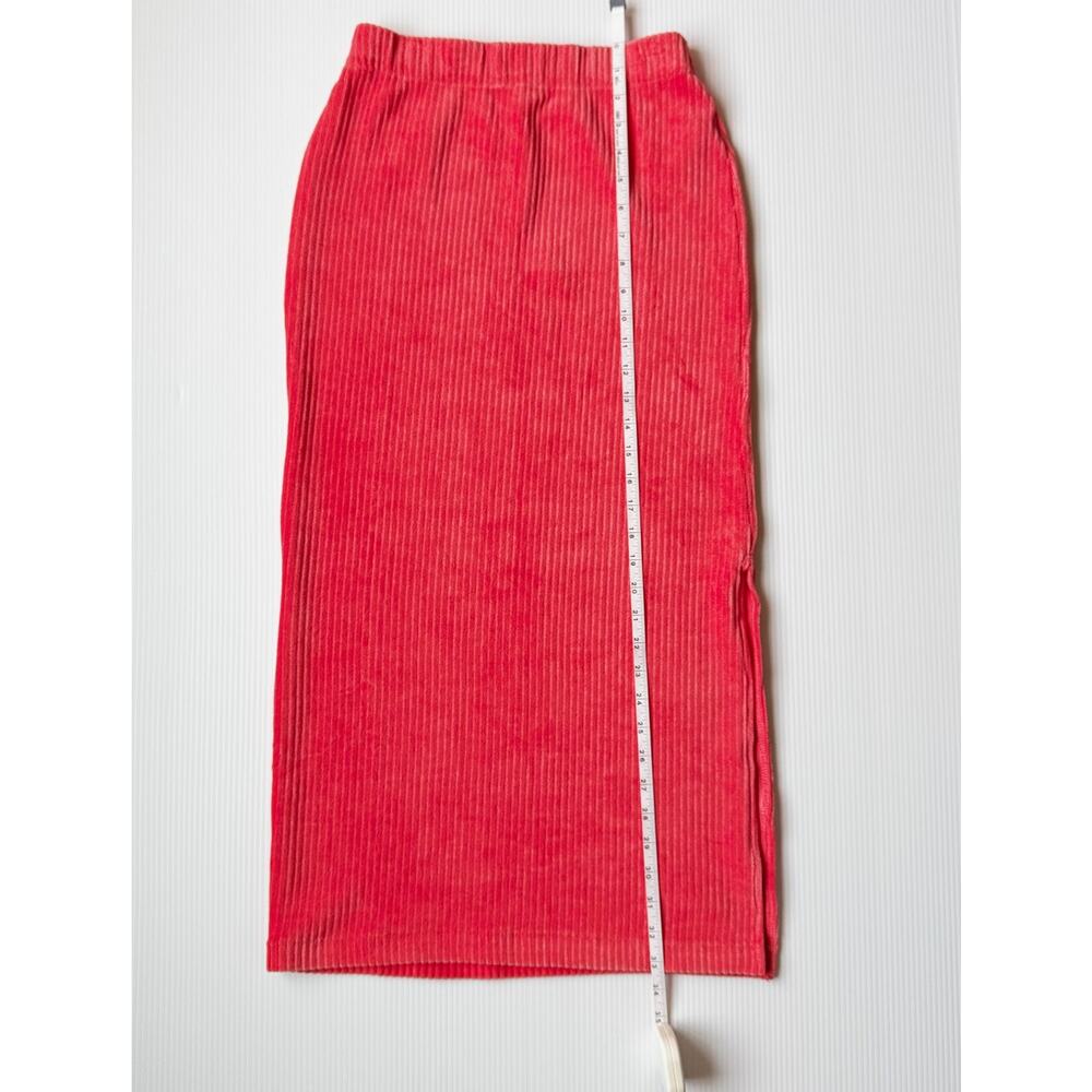Free People Helen Rib Tube Midi Skirt Elastic Waist Side Slit Salmon Pink Small - Picture 8 of 16